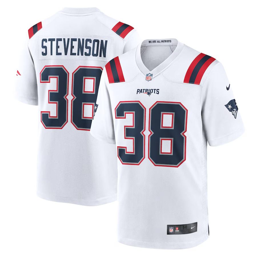 Men New England Patriots #38 Rhamondre Stevenson Nike White Game Player NFL Jersey->new england patriots->NFL Jersey